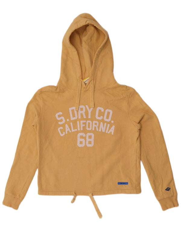 Superdry feminino gráfico moletom com capuz UK 8 pequeno algodão amarelo