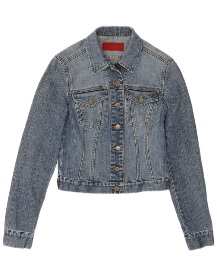 Jaqueta jeans feminina regular Fcuk Reino Unido 10 algodão azul pequeno