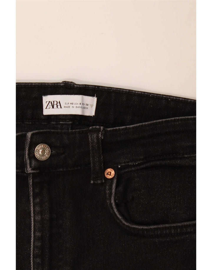 Zara Calça Jeans Feminina Crop Slim EU 40 Médio W30 L24 Preto