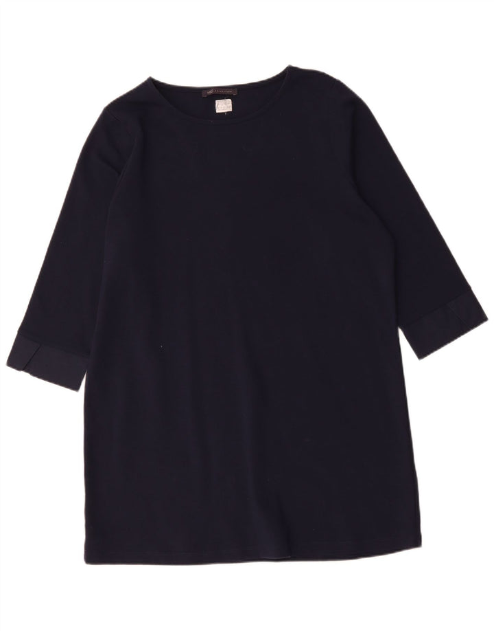 Vestido básico feminino Marks & Spencer manga 3/4 Reino Unido 16 grande azul marinho clássico