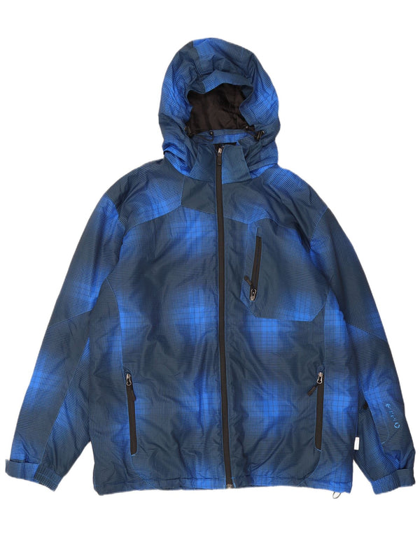Jaqueta de esqui masculina Etirel com capuz UK 42 XL poliéster xadrez azul