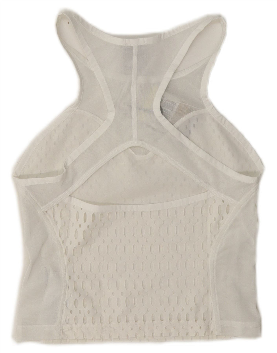 Nike Womens Tight Fit See Through Crop Vest Top UK 8 Pequeno Poliéster Branco