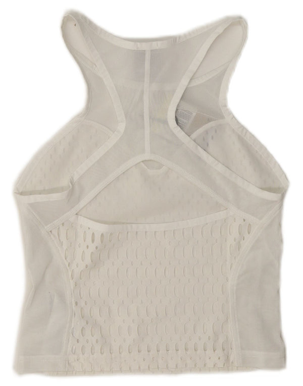 Nike Womens Tight Fit See Through Crop Vest Top UK 8 Pequeno Poliéster Branco