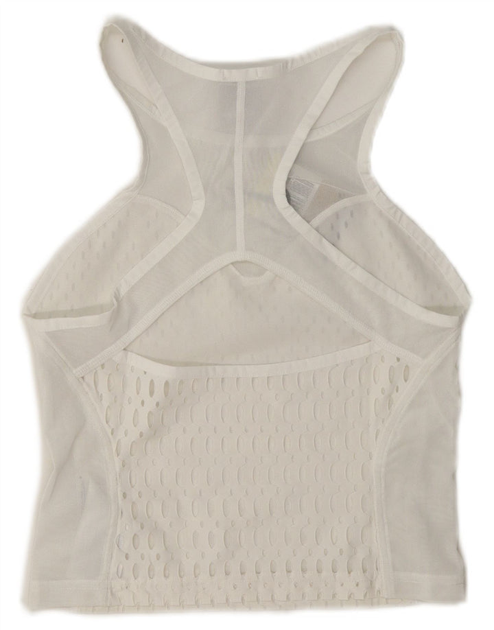 Nike Womens Tight Fit See Through Crop Vest Top UK 8 Pequeno Poliéster Branco