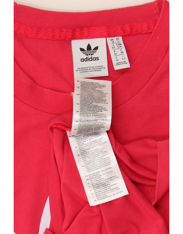 ADIDAS Womens Graphic T-Shirt Top UK 10 Pequeno Algodão Rosa
