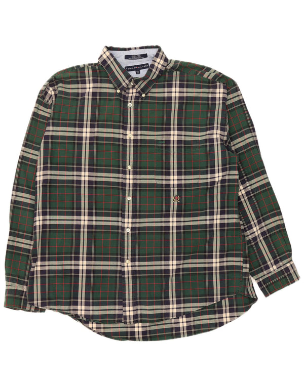 Camisa masculina de flanela Tommy Hilfiger 2XL algodão xadrez verde