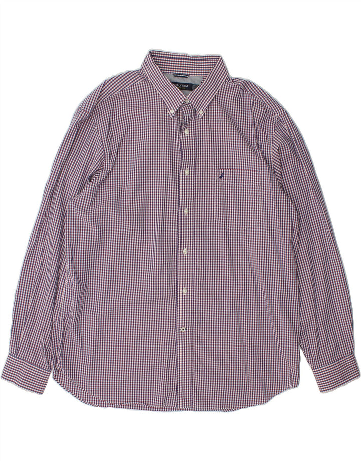 NAUTICA Mens Shirt 2XL Purple Gingham Cotton Vintage Nautica and Second-Hand Nautica from Messina Hembry 