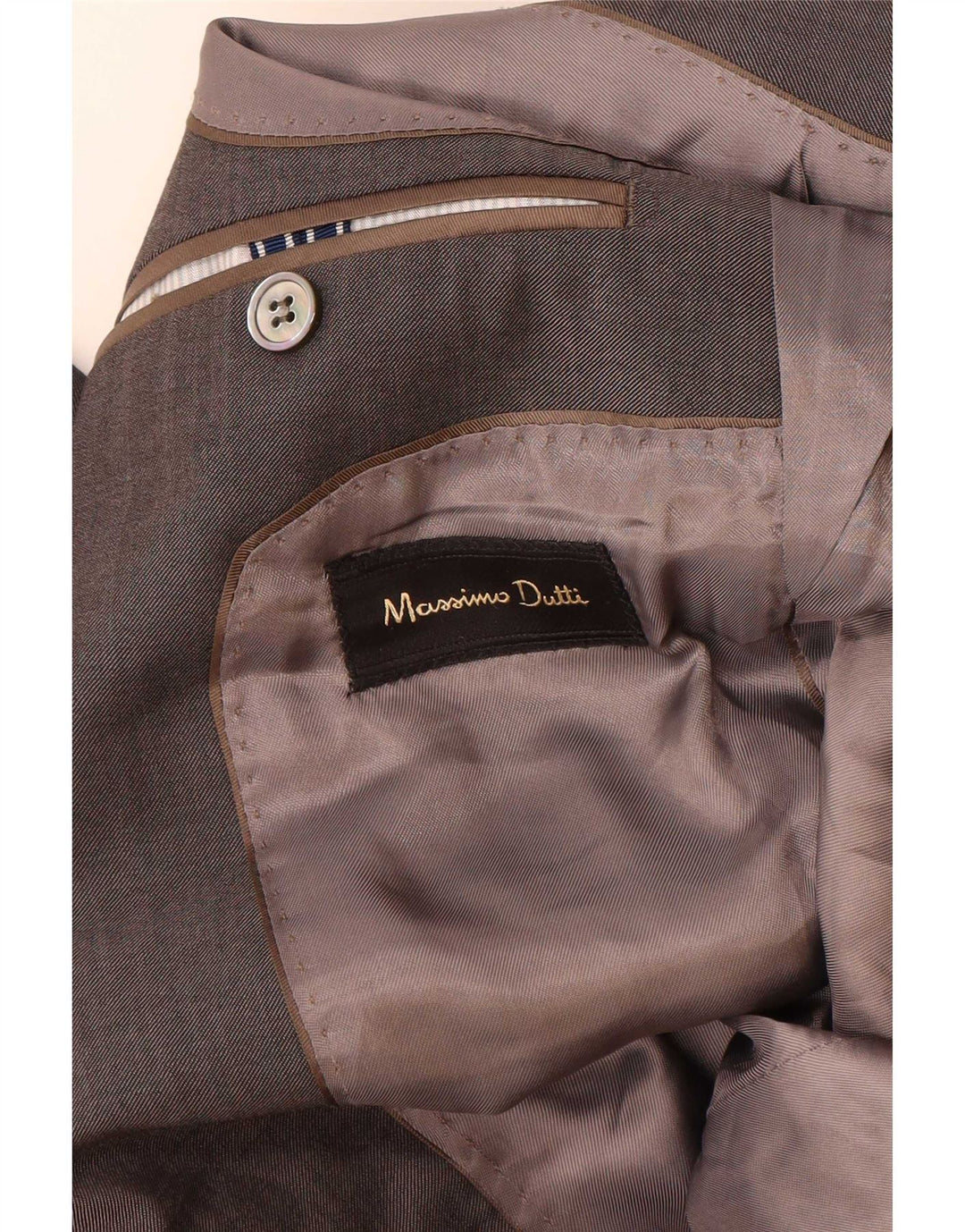 Jaqueta blazer masculina Massimo Dutti com 2 botões EU 48 lã cinza médio