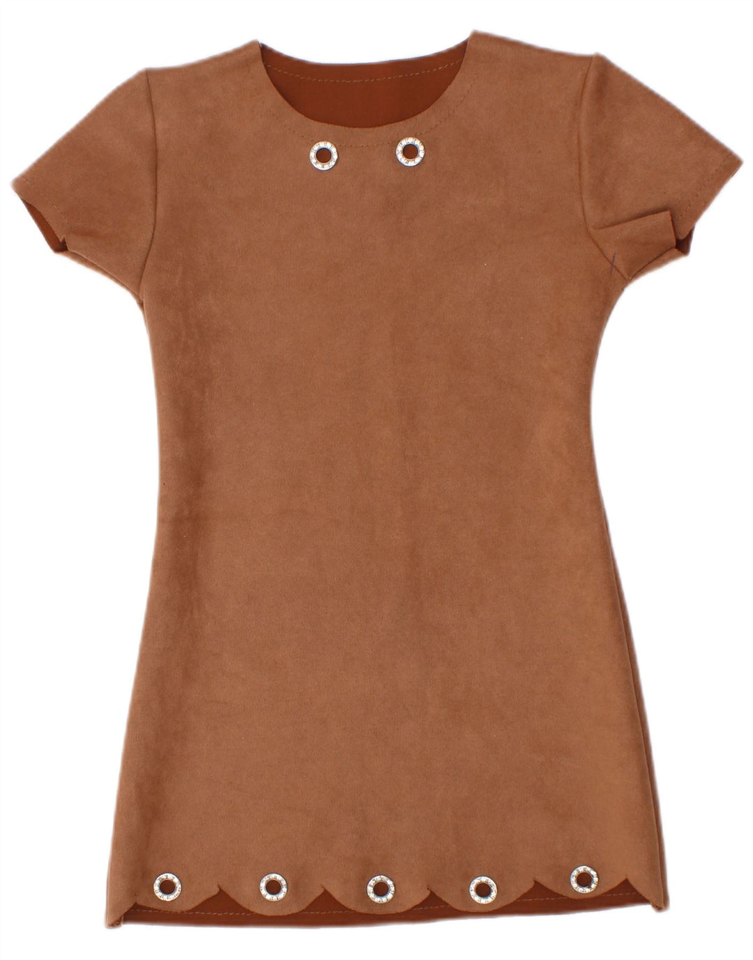 Vestido vintage feminino 3-4 anos poliéster marrom