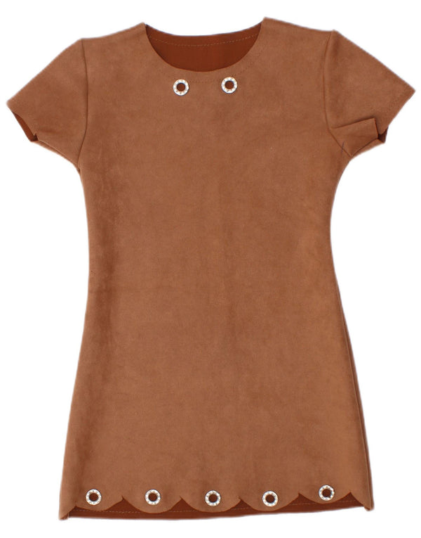 Vestido vintage feminino 3-4 anos poliéster marrom