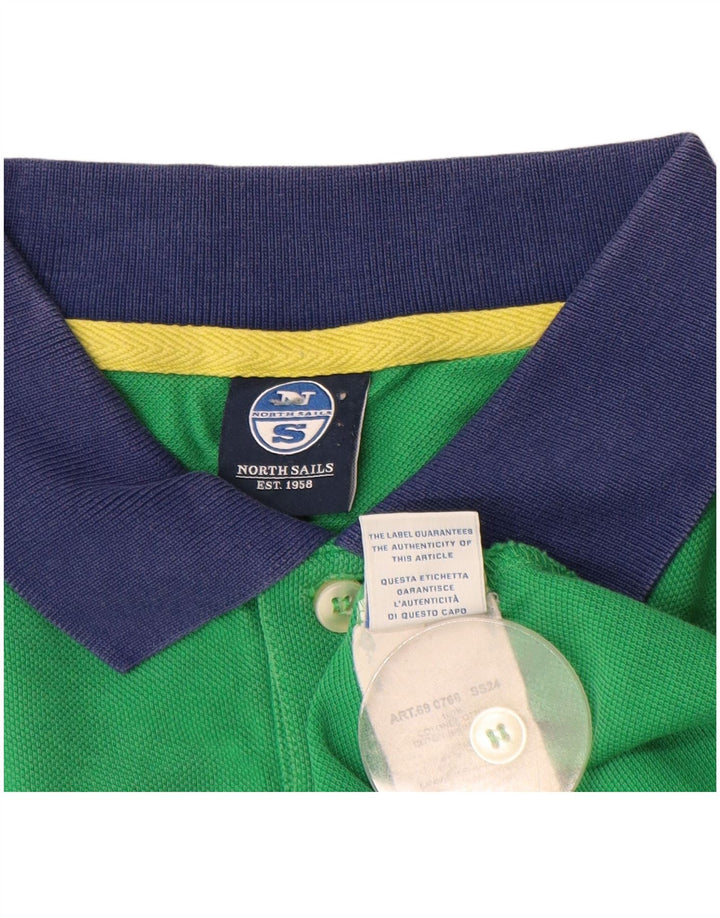 Camisa polo masculina de rugby North Sails grande algodão verde