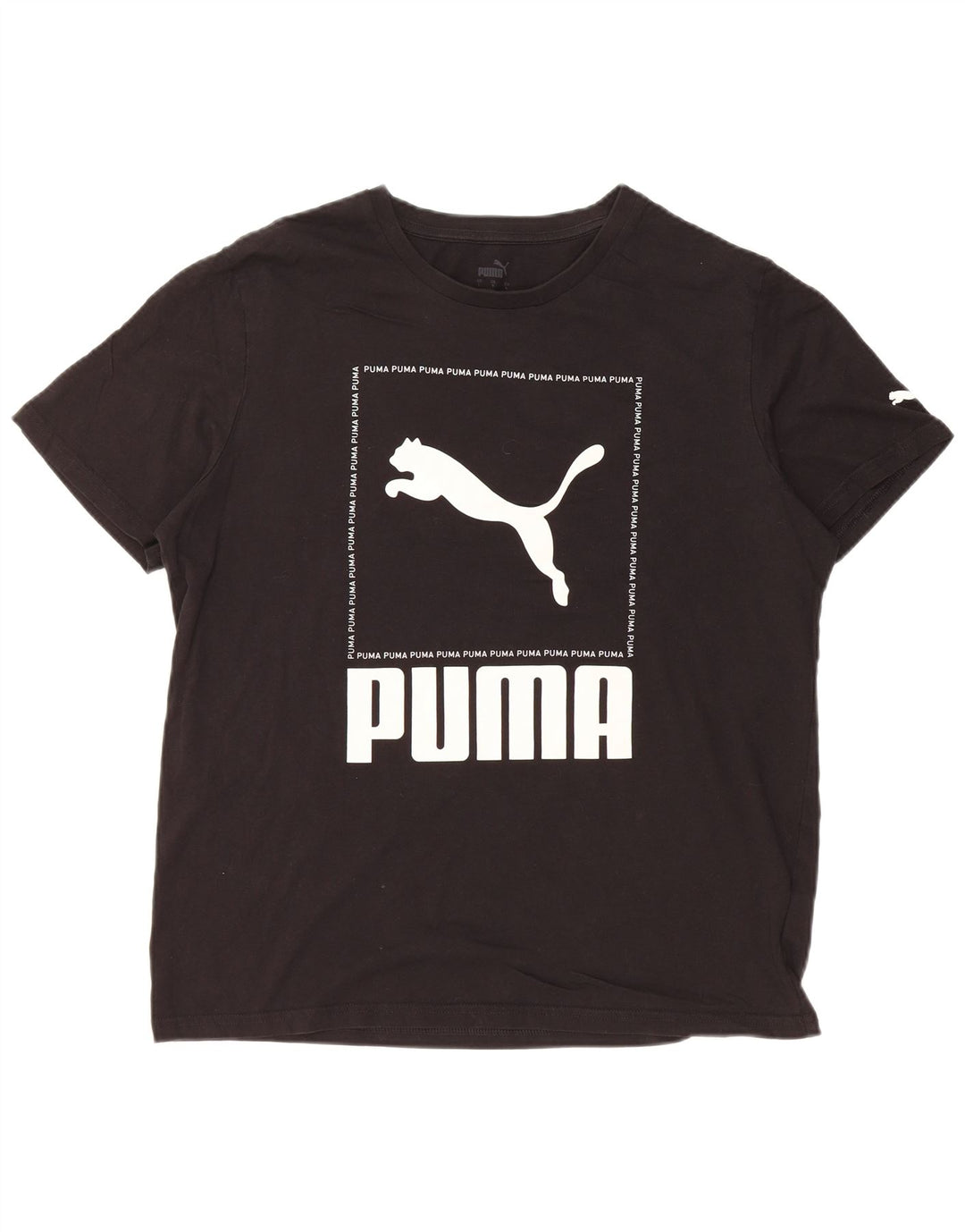 Camiseta masculina PUMA com estampa gráfica grande de algodão preto