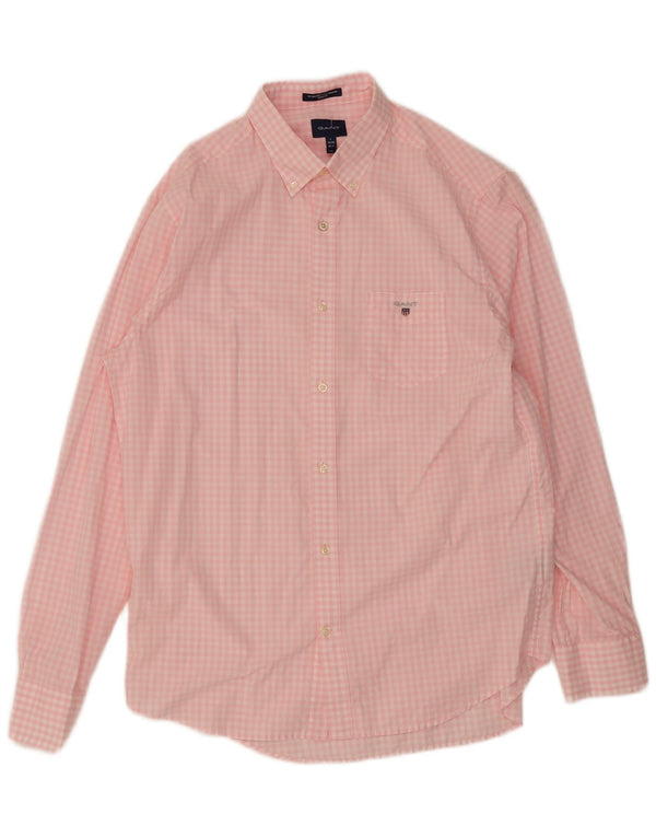 Camisa masculina Gant Regular Fit tamanho 16 1/2 41/42 grande algodão guingão rosa