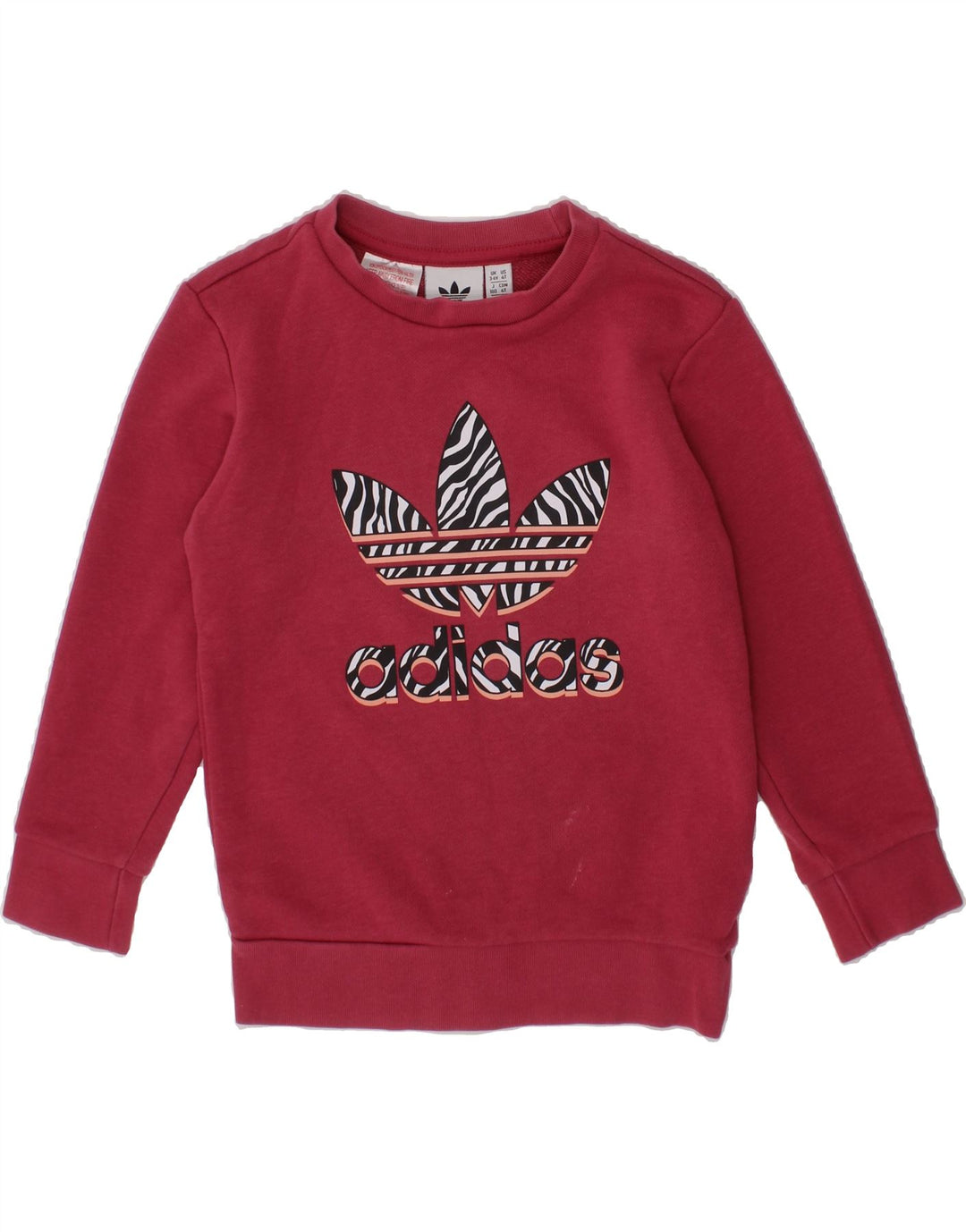 ADIDAS Girls Graphic Sweatshirt Jumper 3-4 Years Pink Cotton Vintage Adidas and Second-Hand Adidas from Messina Hembry 