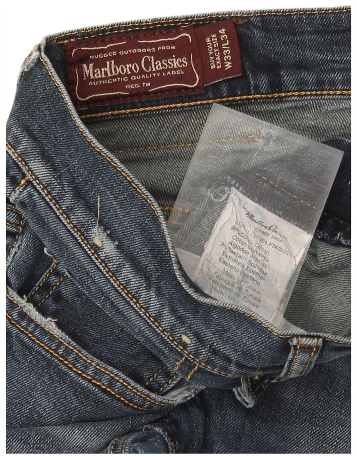 MARLBORO CLASSICS Calça jeans reta masculina W33 L29 algodão azul marinho