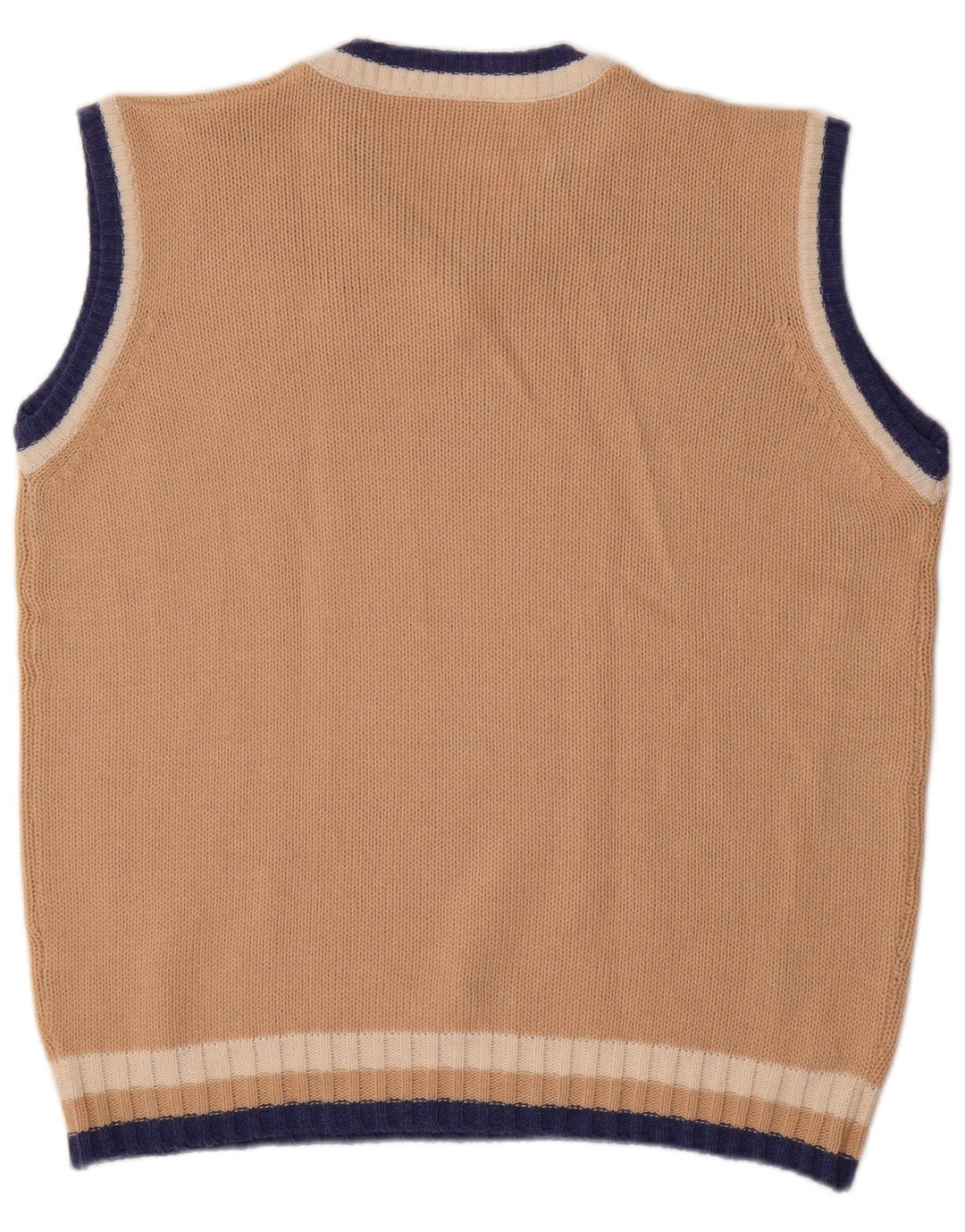 Regata masculina vintage com colete gráfico grande acrílico bege