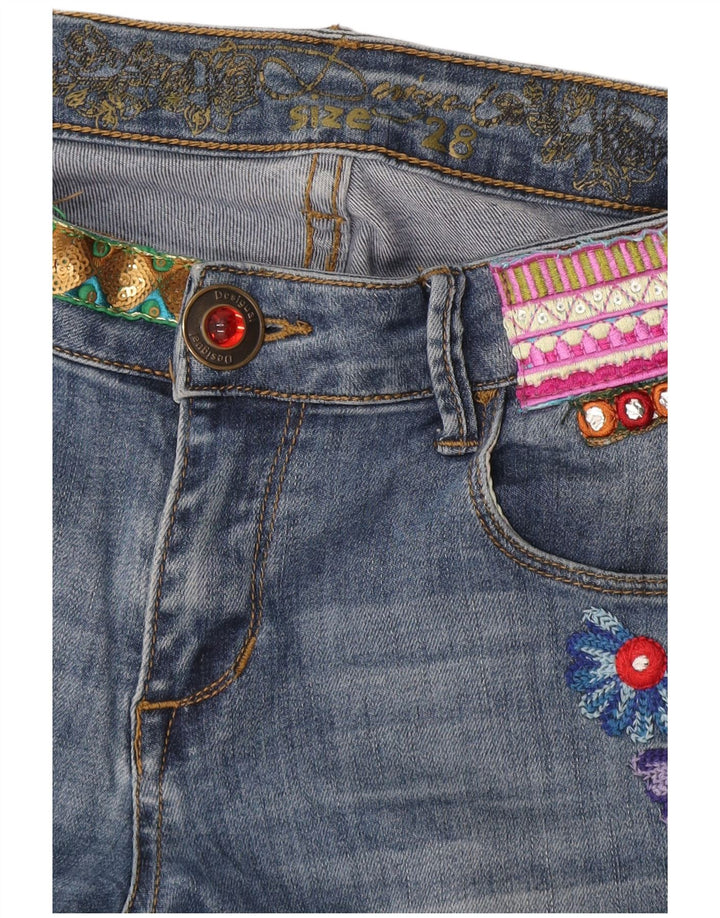 Desigual Jeans Bootcut Feminino W32 L32 Azul Floral