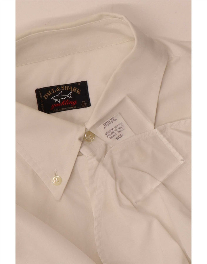 Camisa masculina Paul & Shark tamanho 43 17 XL algodão branco
