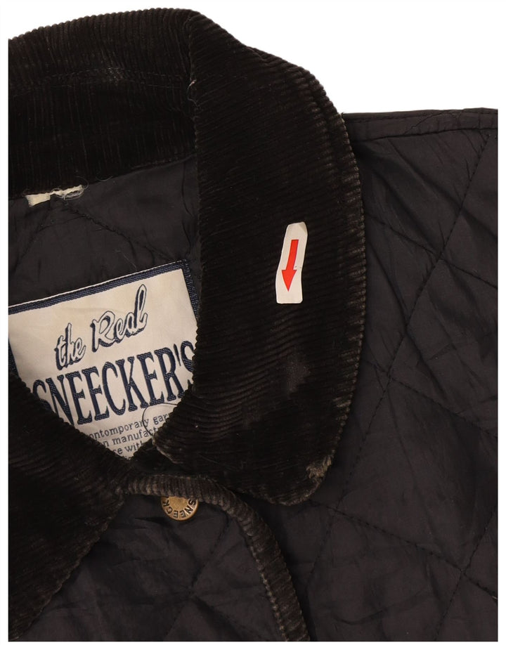 Jaqueta acolchoada feminina vintage UK 14 grande poliamida azul marinho