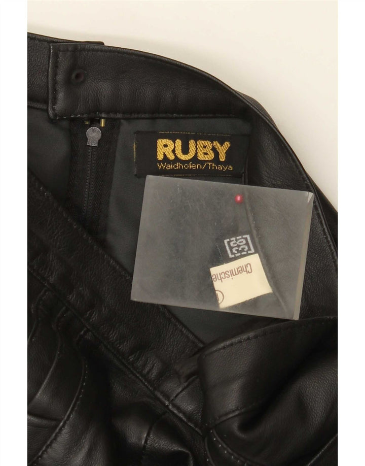 Saia feminina de couro de cintura alta Ruby EU 38 médio W28 preta