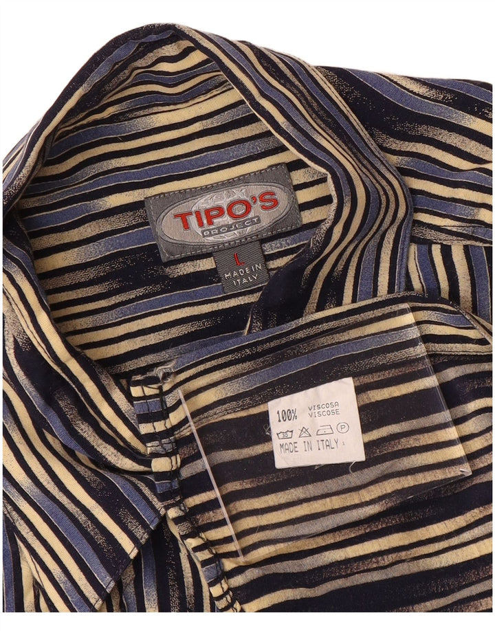 Camisa masculina de manga curta Tipo'S grande viscose listrada multicolorida