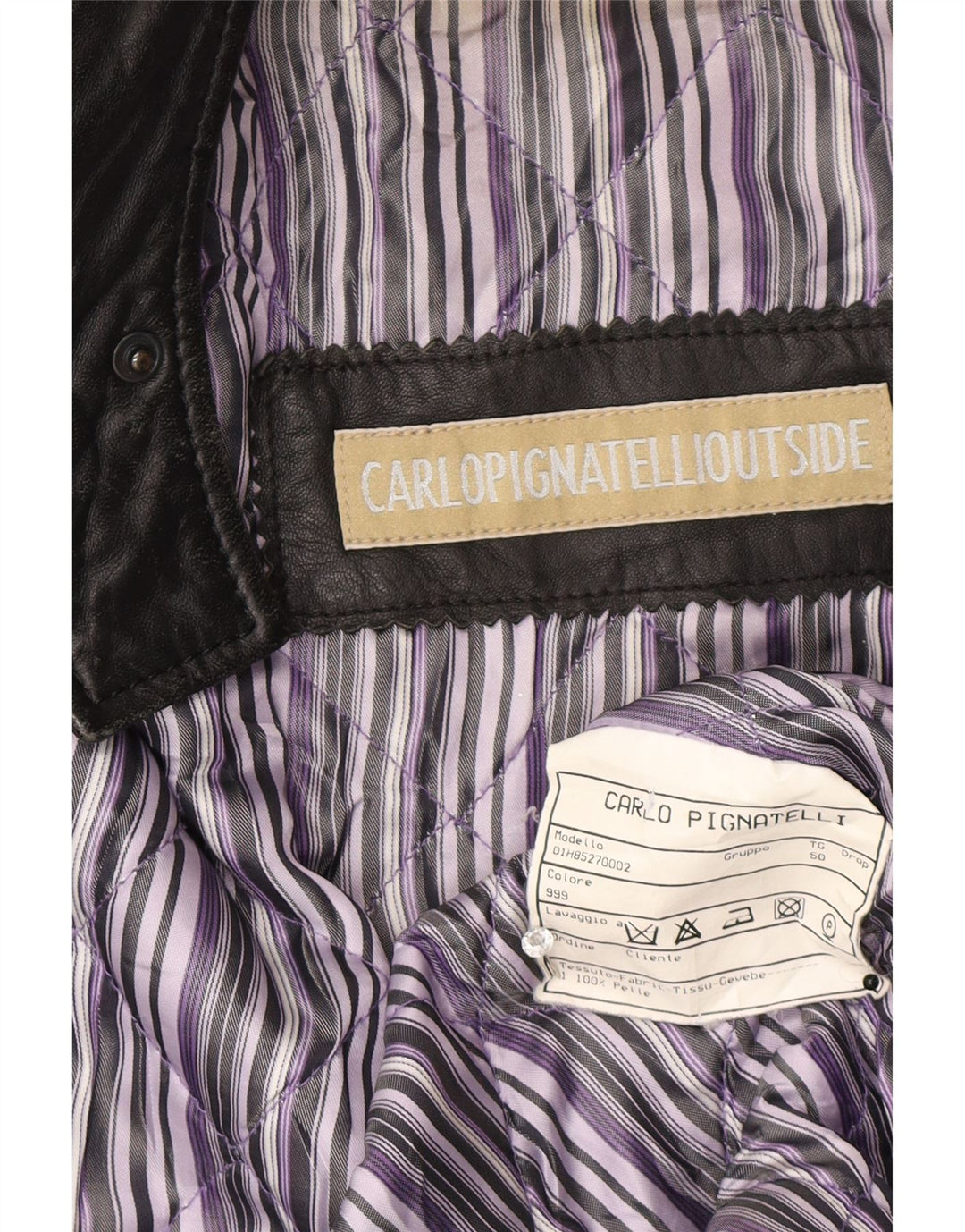 Jaqueta de couro masculina Carlo Pignatelli IT 50 grande couro preto