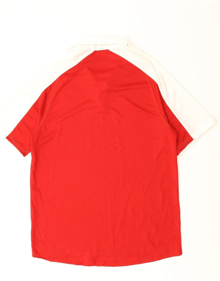 ADIDAS Mens Polo Shirt Medium Red Colourblock Poliéster