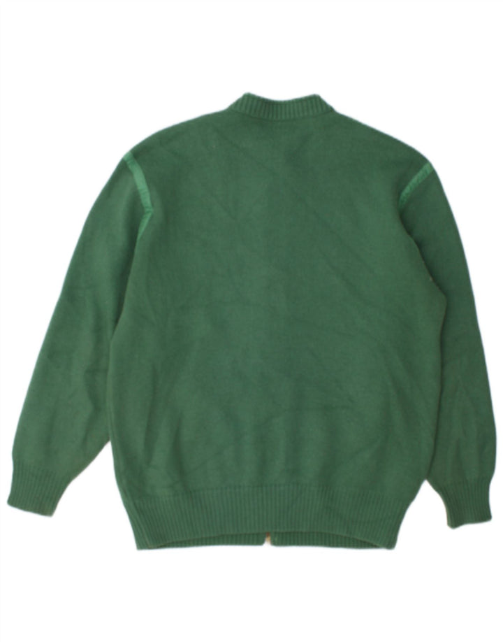 Il Granchio Suéter masculino com zíper completo e cardigã verde médio