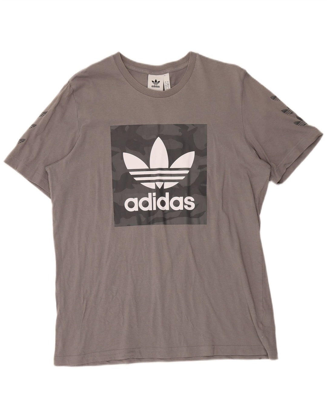 ADIDAS Camiseta masculina gráfica grande algodão cinza