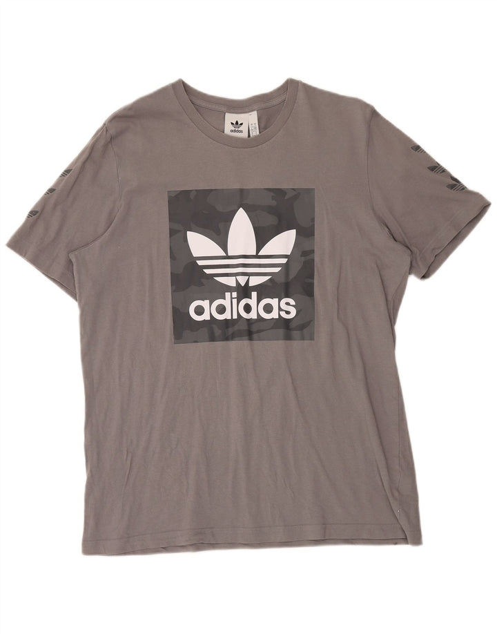 ADIDAS Camiseta masculina gráfica grande algodão cinza