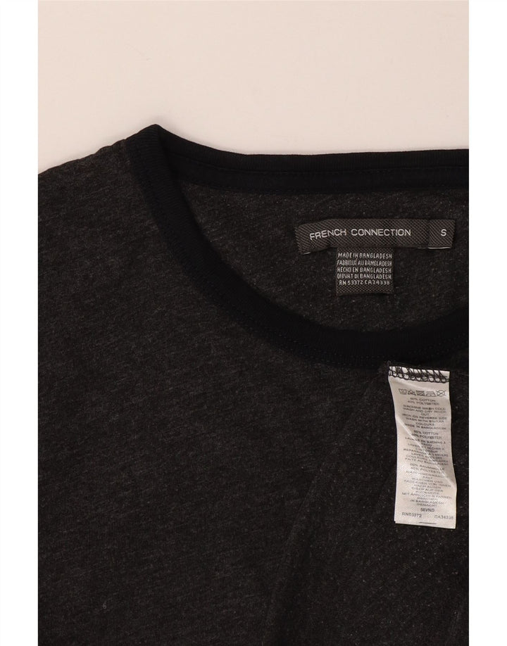 Camiseta masculina French Connection Top pequeno algodão cinza