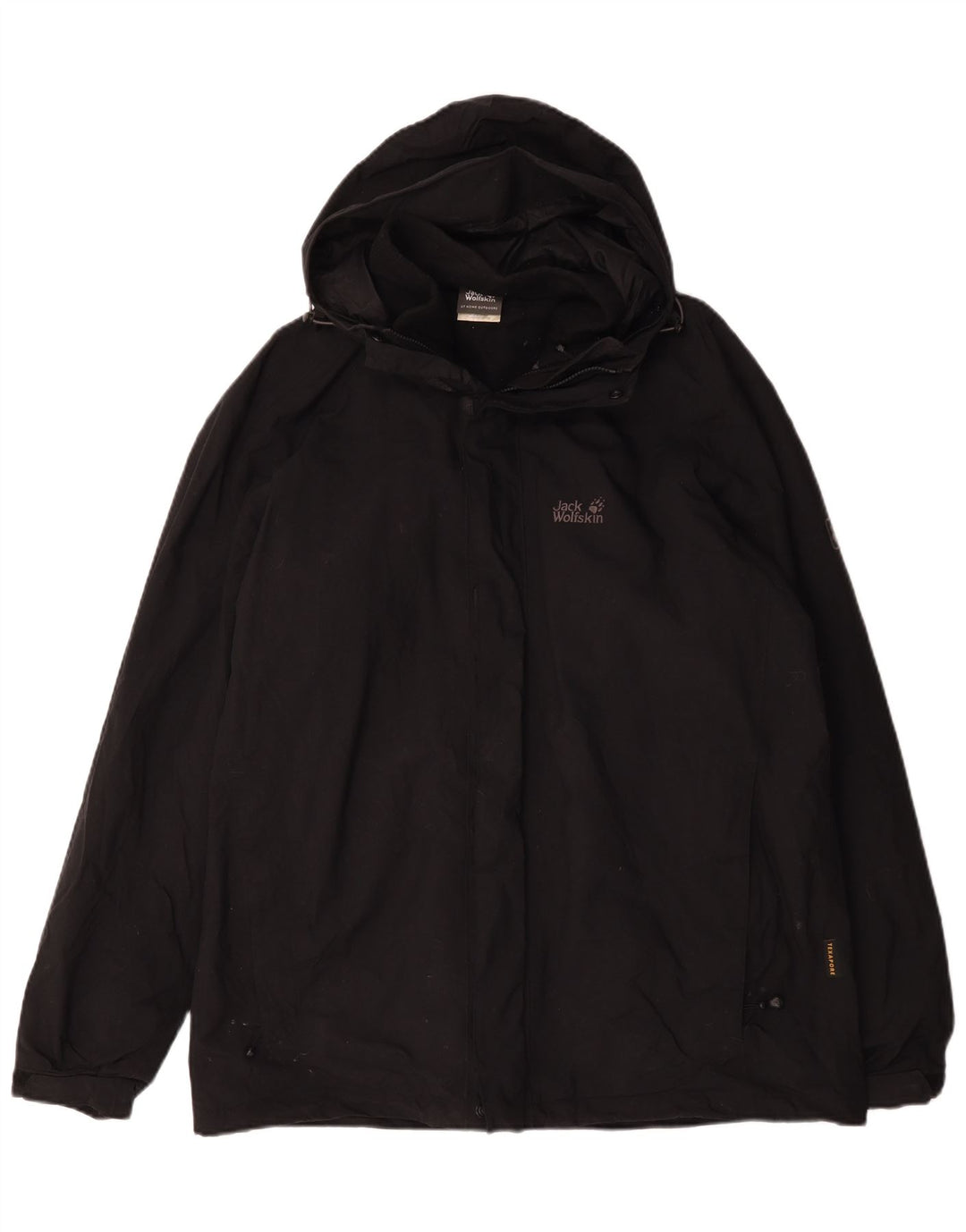 Jaqueta Corta-vento com Capuz Masculina Jack Wolfskin UK 44/46 XL Preto Poliéster