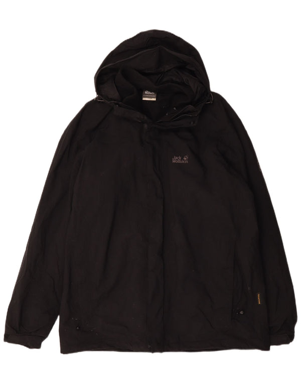 Jaqueta Corta-vento com Capuz Masculina Jack Wolfskin UK 44/46 XL Preto Poliéster