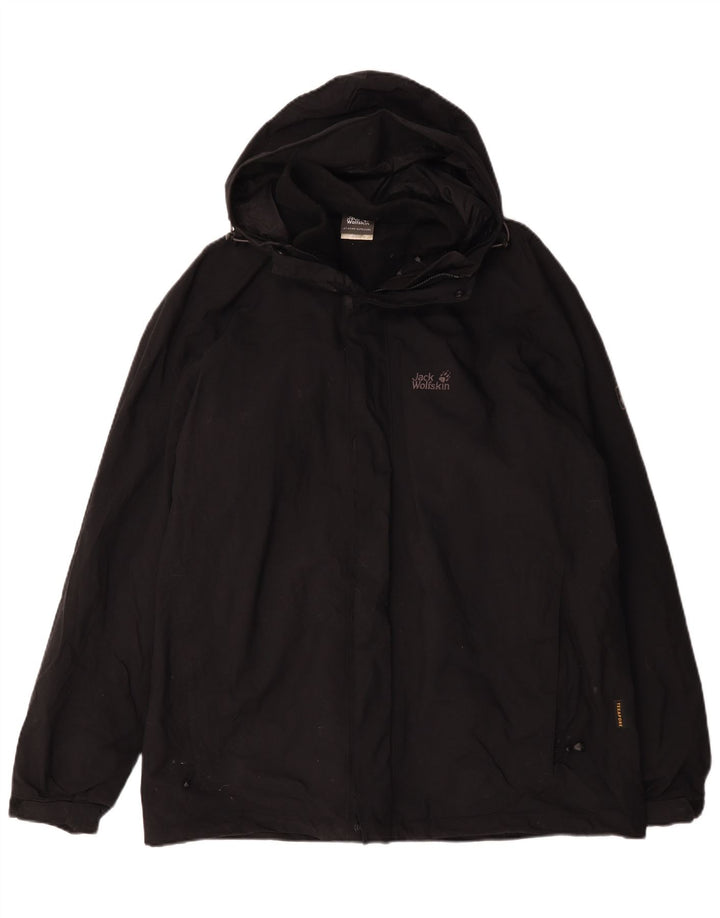 Jaqueta Corta-vento com Capuz Masculina Jack Wolfskin UK 44/46 XL Preto Poliéster