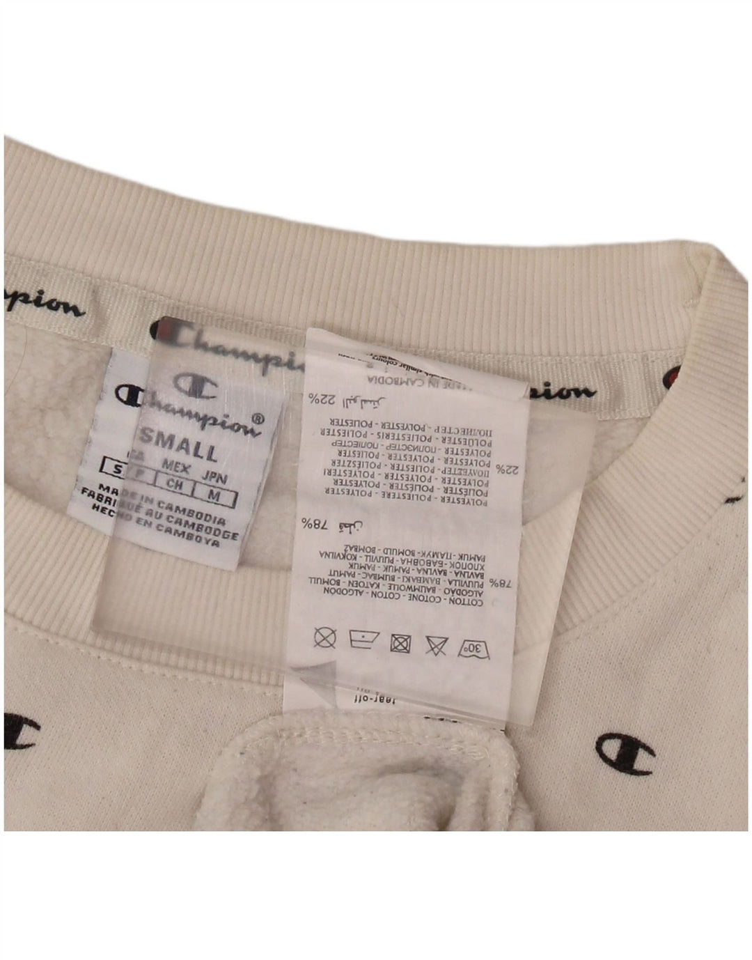 CHAMPION Suéter feminino com estampa gráfica superdimensionada Reino Unido 10 pequeno branco