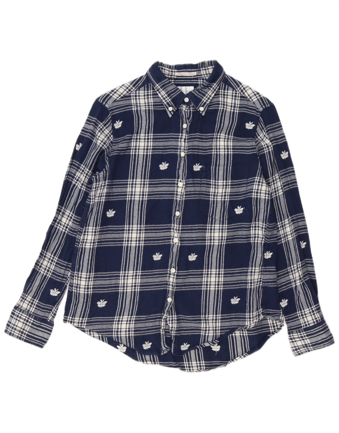 Camisa feminina de flanela GANT Reino Unido 14 algodão xadrez azul marinho médio