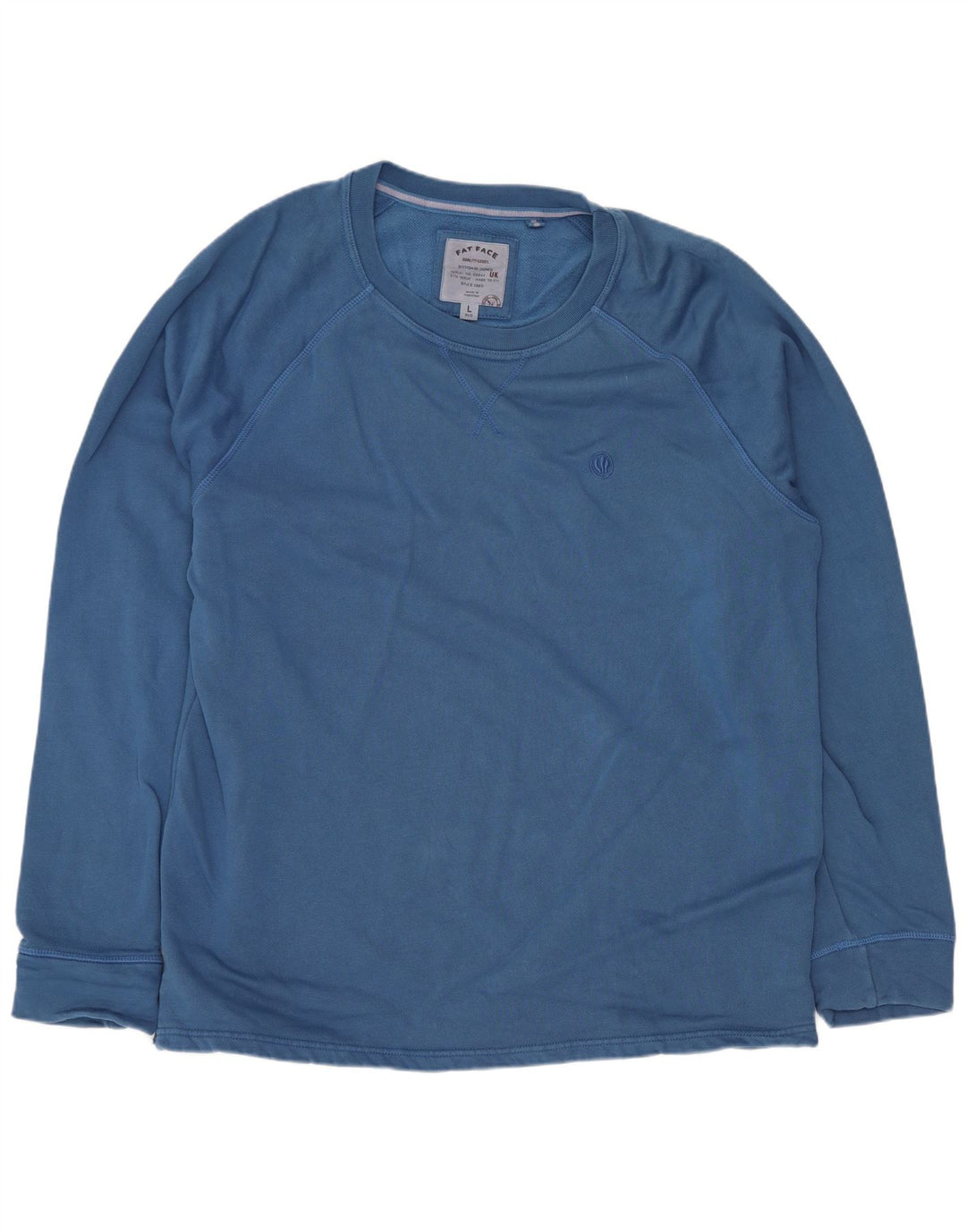 Fat Face Mens Regular Fit Top Manga Longa Grande Algodão Azul