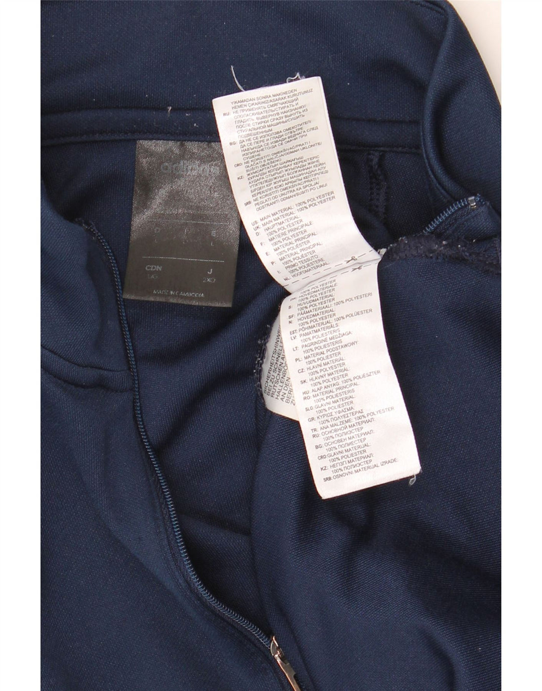Adidas Mens Climalite Zip Neck Top Manga Longa Grande Azul Marinho Poliéster
