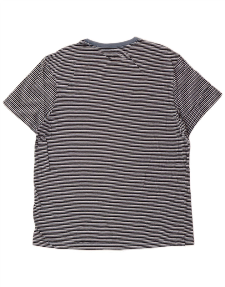 Camiseta feminina J. CREW Top UK 14 listrado azul médio
