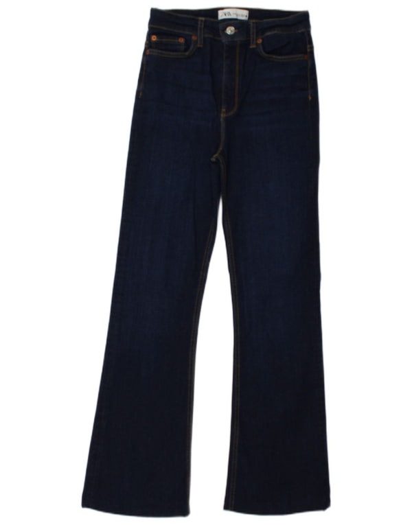 Calça jeans feminina cintura alta Zara EU 34 2XS W24 L29 algodão azul marinho