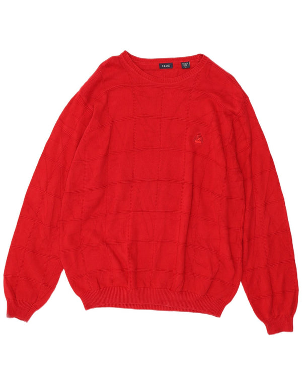 Izod Suéter masculino com gola redonda XL algodão vermelho