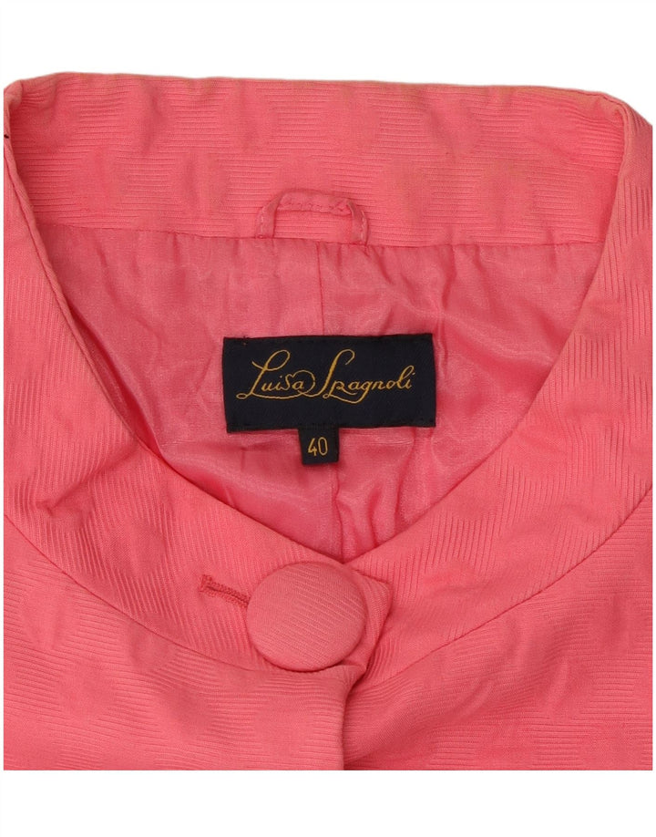 LUISA SPAGNOLI Jaqueta blazer feminina manga 3/4 5 botões IT 40 rosa pequeno