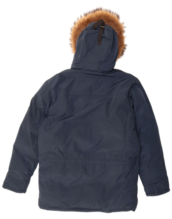 Jaqueta Parka masculina com capuz Brugi IT 52 XL azul marinho poliéster