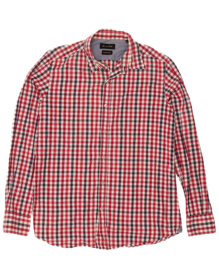 Camisa masculina Massimo Dutti média vermelha guingão