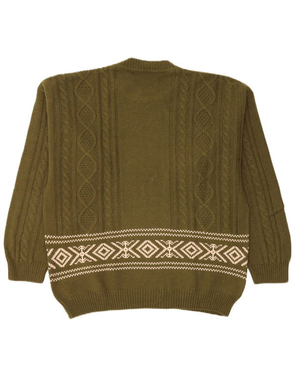 Suéter masculino Lemon com gola redonda XL cáqui Fair Isle Wool