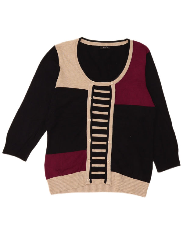 Suéter feminino M&Co com gola canoa UK 14 bloco colorido preto médio