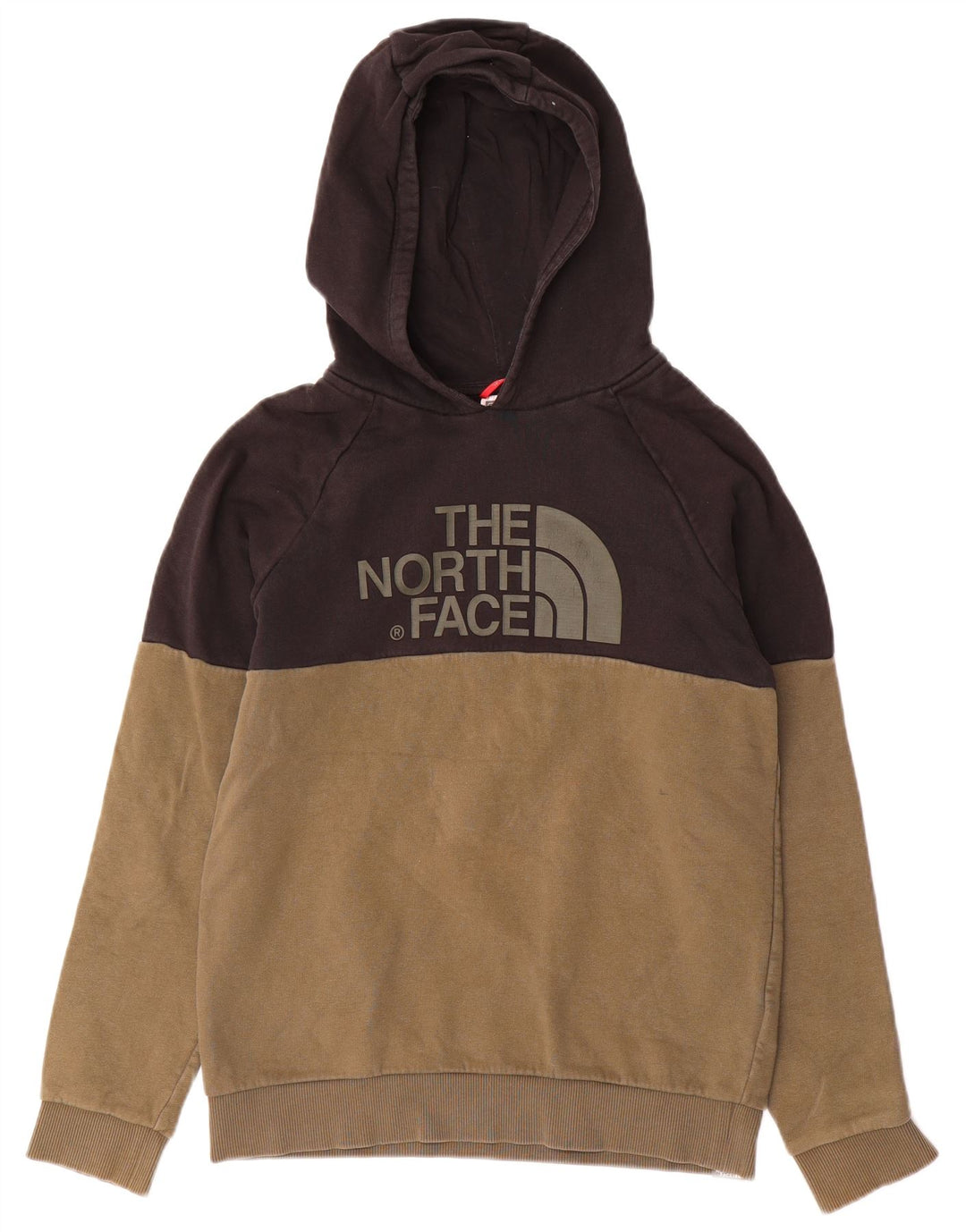 Jumper com capuz gráfico THE NORTH FACE Boys 14-15 anos XL cáqui Colourblock