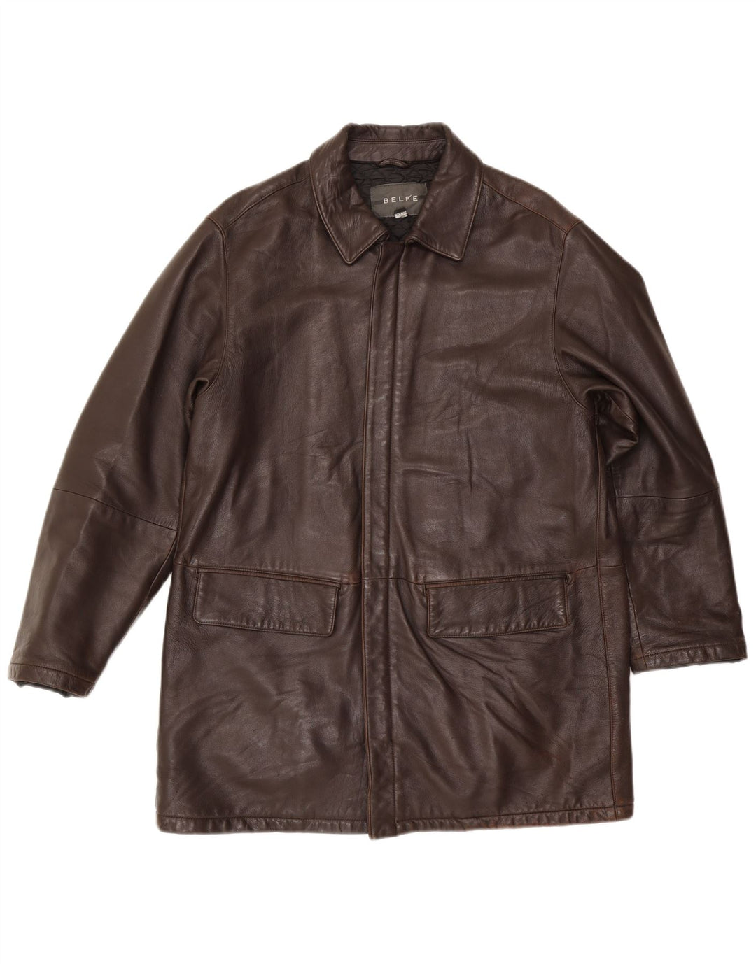 Belfe & Belfe Jaqueta de couro masculina Reino Unido 38 Couro marrom médio