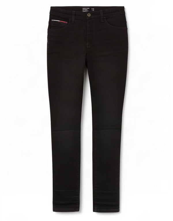 Calça jeans feminina Tommy Hilfiger Santana High Rise Skinny W30 L32 algodão preto
