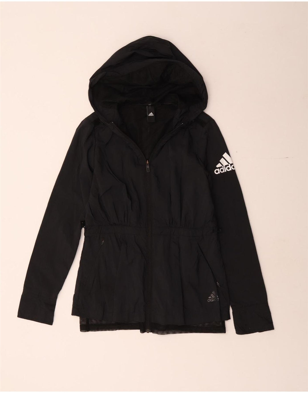 Adidas Womens Hooded Rain Jacket UK 10 Pequeno Preto Poliamida